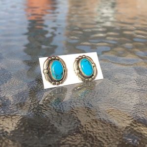 Vintage 925 Sterling Silver Turquoise Earrings